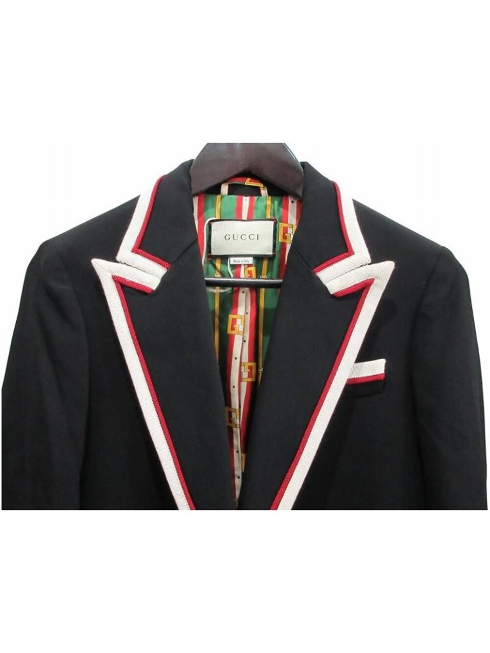 Gucci Jacket Tailored Piping Gold Button Black 42 - Picture 2 of 8